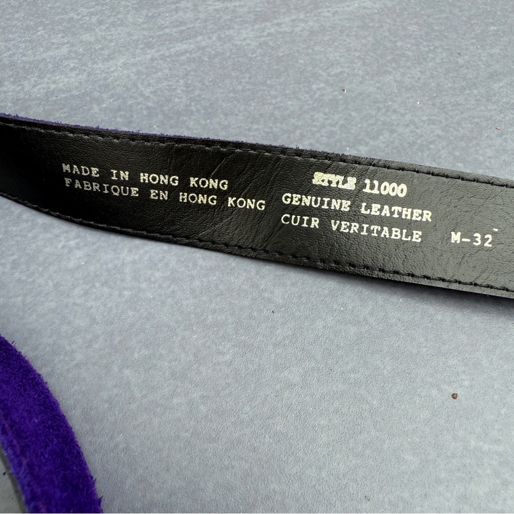 Vintage Purple Belt with Gold Buckle in Genuine Suede Leather 32 Rare - Picture 11 of 14